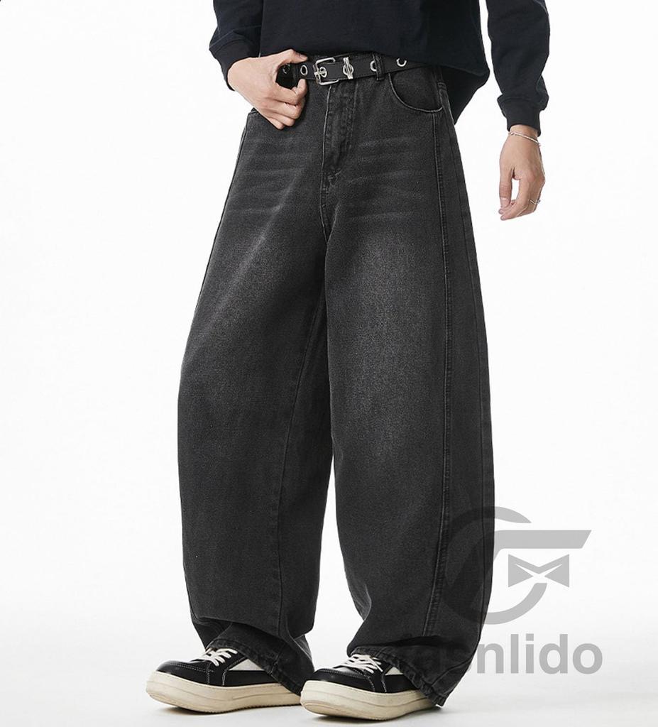 Wide Leg Long Straight Loose Solid Plus Winter Black [F fasnlido] Men's Jeans, Pants, Fit, Fit, Color, Sizes, Cotton, Spring, Summer, Fall, (JP,