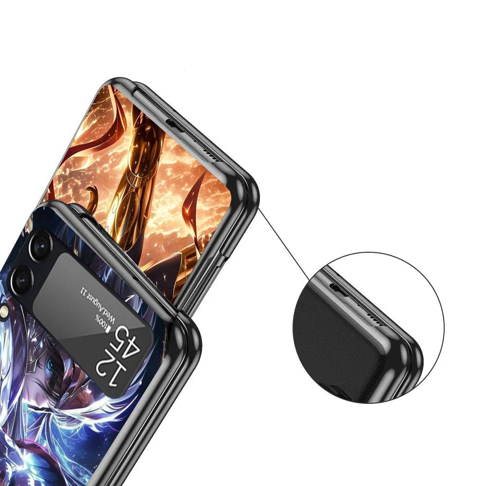 Saint Seiya Cool Black Phone Case For Samsung ZFlip7 ZFlip6 ZFlip5 ZFlip4 ZFlip3 5G Hard Protective Galaxy Z Flip 3 4 5 6 7 Cove