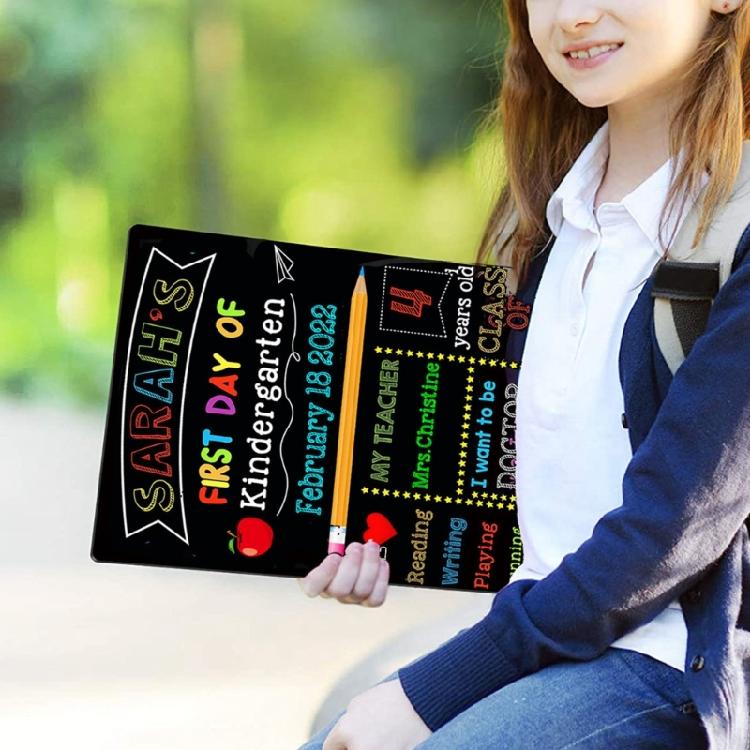 First and Last Day of Chalkboard Board Reversible Message Board Double-Sided Blackboard For Preschool Kindergarten