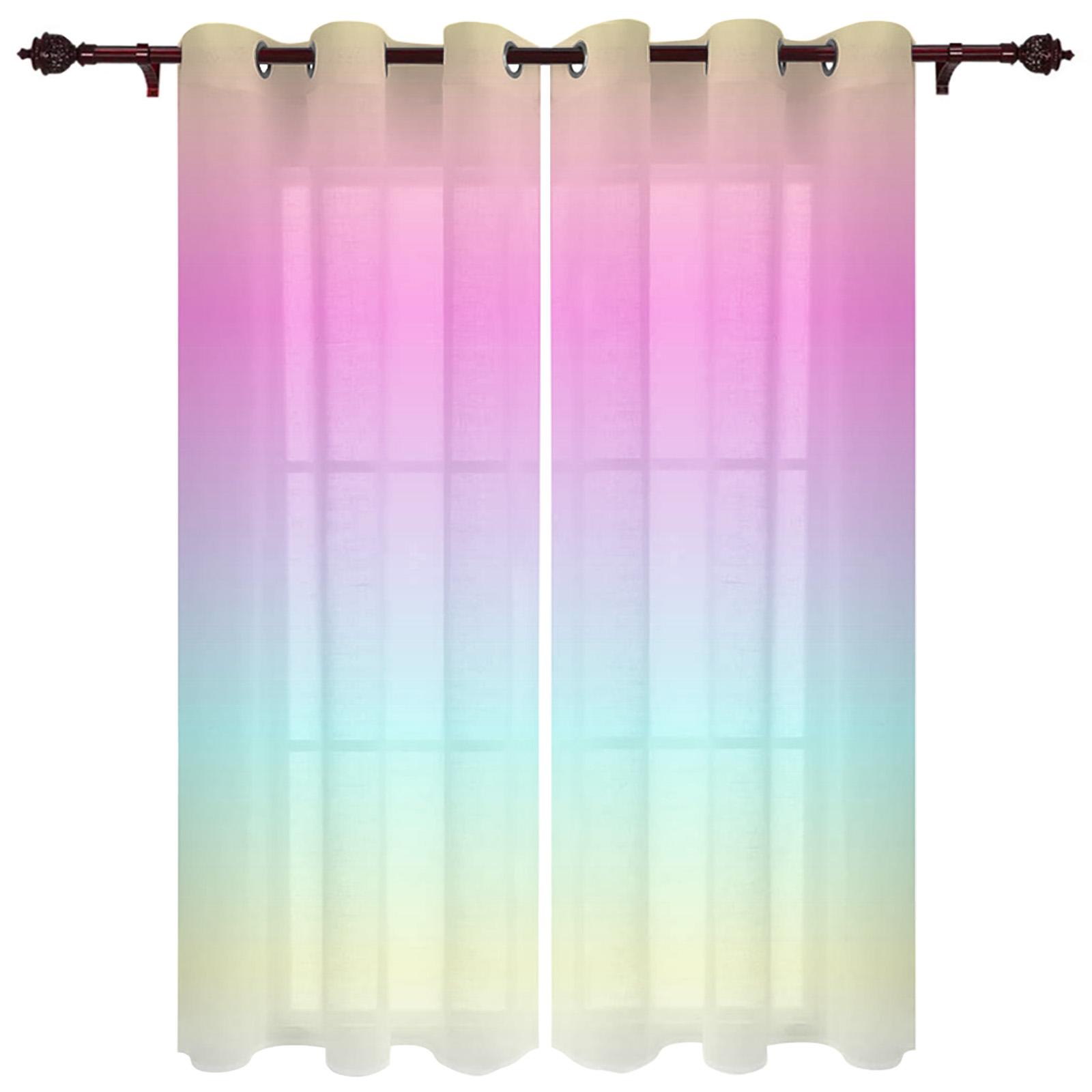 

Kids Girls Room Living Room Space Bedroom Draperies Print Valance Draperies for Candy Rainbow Pink Stripes Window Draperies Luxury Draperies ideal W60H60(CM)x2PCS&HOOK