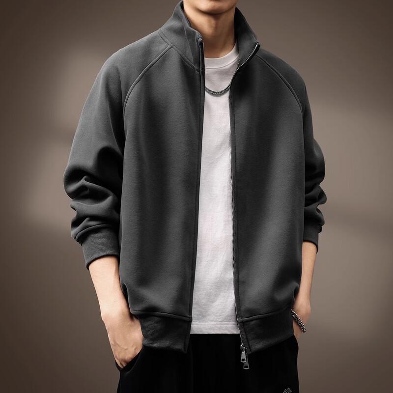 Men's Stand-Collar Heavyweight Sports Cardigan Sweatshirt