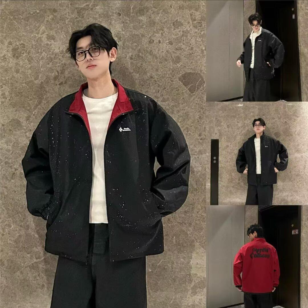 

Reversible Black Starry Sky Jacket: Trendy and Versatile Outerwear for Men and Women, Perfect for Spring and Autumn Mountaineering 2XL
