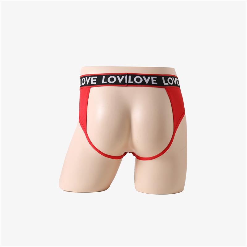 Men's sexy panties letter design briefs sexy hollow free bed couple flirting teasing underwear