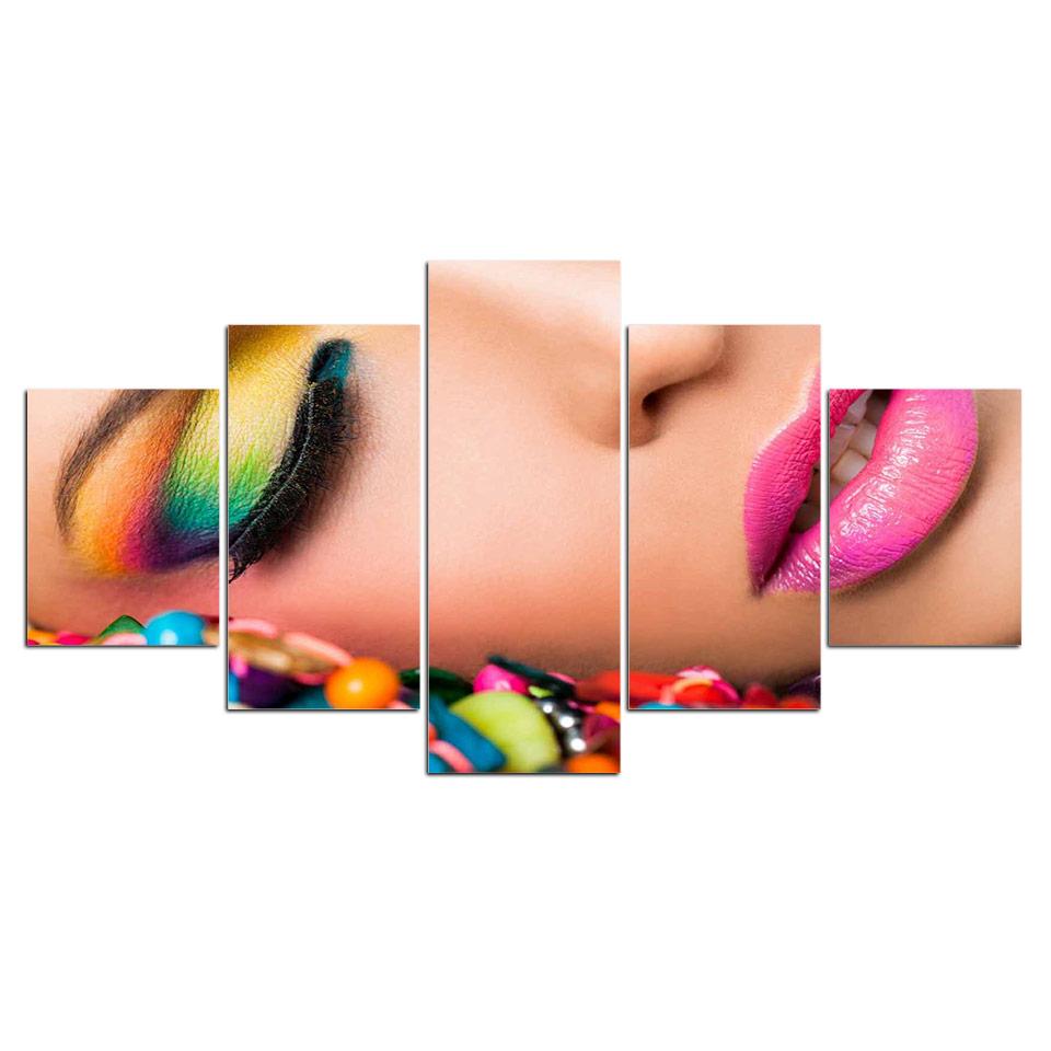 

No Framed 5 Pieces Manicure Beauty Salon Make Up HD Print Wall Art Canvas Posters Pictures Paintings Home Decor for Living Room 20x35 20x45 20x55cm