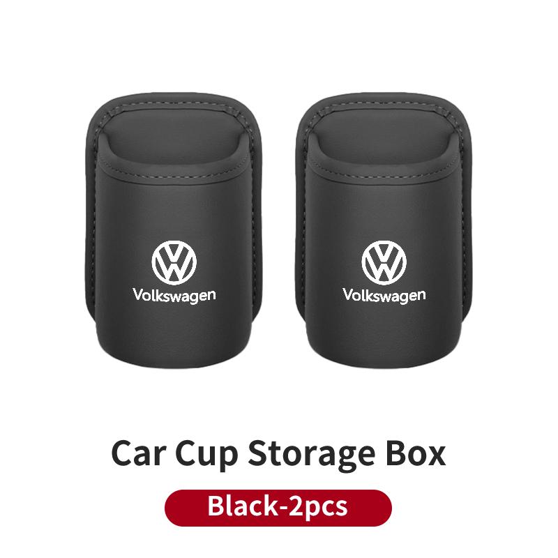T30Emblems Car Door Water Cup Holder Back Seat Drink Rack Leather Storage Box For Volkswagen VW Jetta Golf Beetle CC EOS GTI MK2 MK