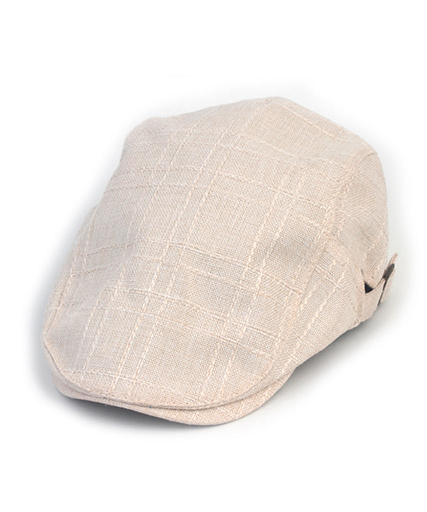Yunibeosyeolkemiseuteuli Stitch Check Linen Ivory Side Belt Hunting Cap