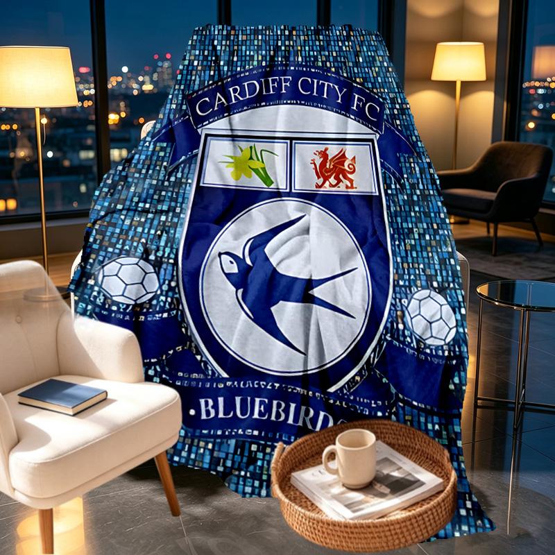 Cardiff City FC Spausdintas pledas - Minkštas ir patogus, miegamajam, kelionėms, sofai, namų dekoravimui - Gimtadienio Kalėdų dovana draugui