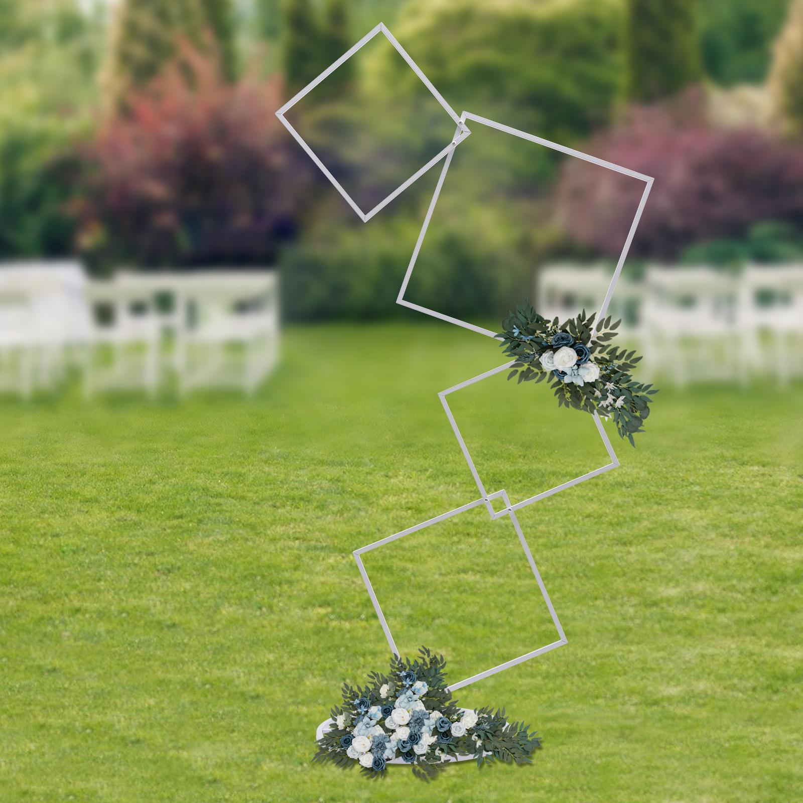 

Detachable 4-Tier Square Wedding Flower Stand, White Metal Photo Booth Backdrop Frame - Aisle Arch Decor, Table Centerpiece белый
