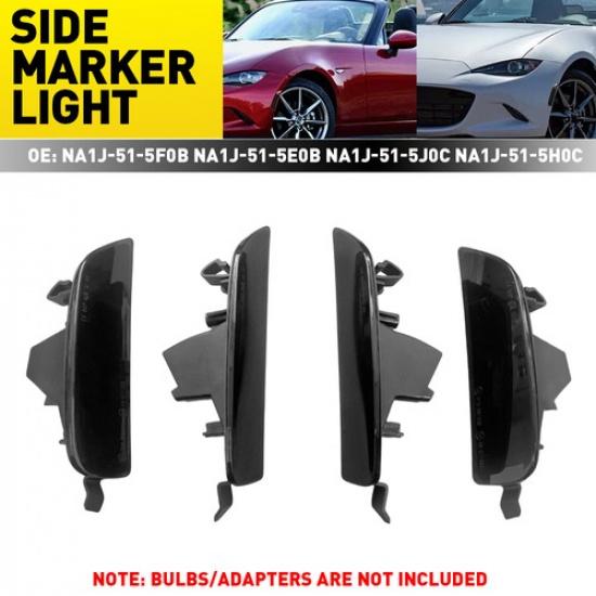 

Front Rear Bumper Side Marker Light Smoked Lens For 2016- Mazda Miata MX-5 A
