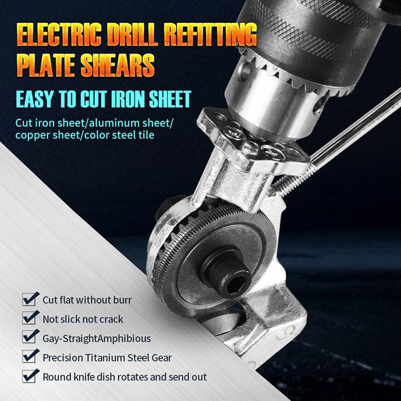 Electric Drill Plate Cutter Double Headed Metal Sheet Cutter Sharp Precise Cutting Plate Punch Electric Drill Plate Cutter for Copper