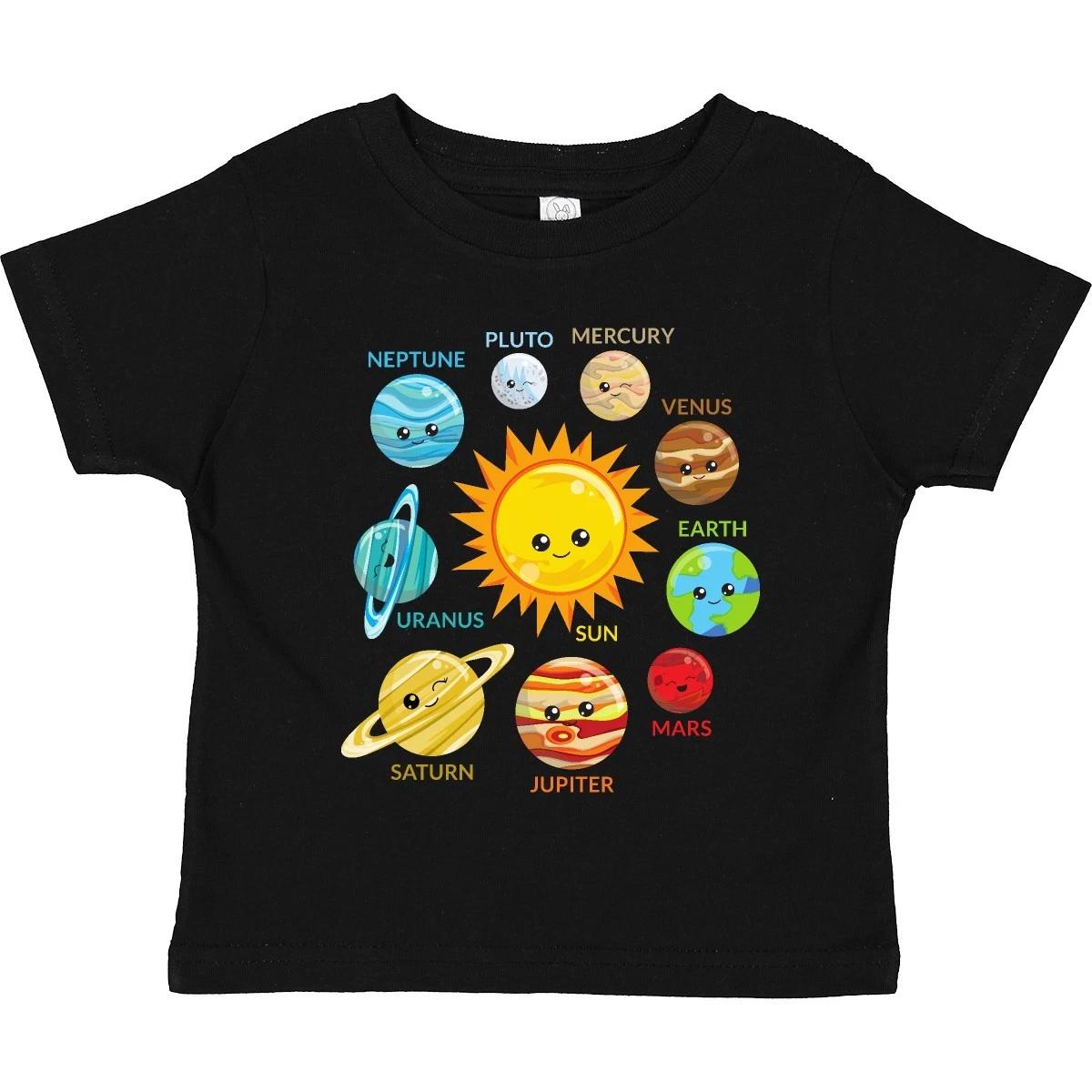 Inktastic Cute Planets, Solar System, Space, Cosmos, Galaxy Toddler T-Shirt Sun 120
