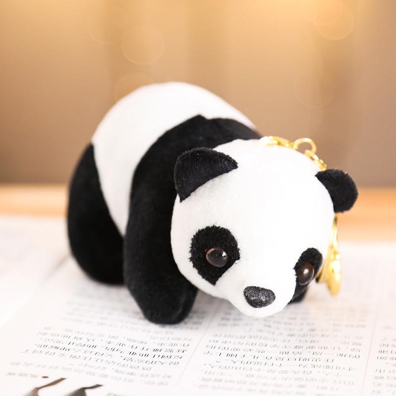 Lovable Real-life Panda Plush Keychain Cute Bear Stuffed Toy Gift