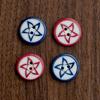 20mm Round Handmade Ceramic Button with Blue and White Five-Pointed Star Design