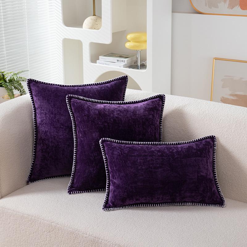 Chenille Edge Pillowcase: Nordic Solid Color Sofa & Bay Window Cushion