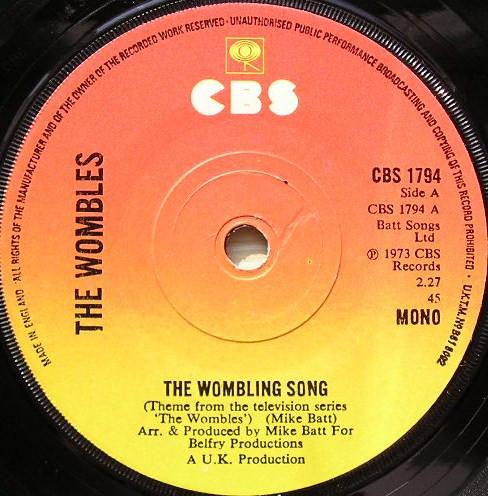 

7-дюймовая пластинка WOMBLES - The Wombling Song CBS1794 CBS 1974 UK Рок Б/У