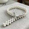 Curtain Tiebacks for Drapes Deer Head Tieback, Faux Pearl Beaded Stretch Holder, Adjustable Holdbacks Holdback Bedroom Living Room Window Door Easy To