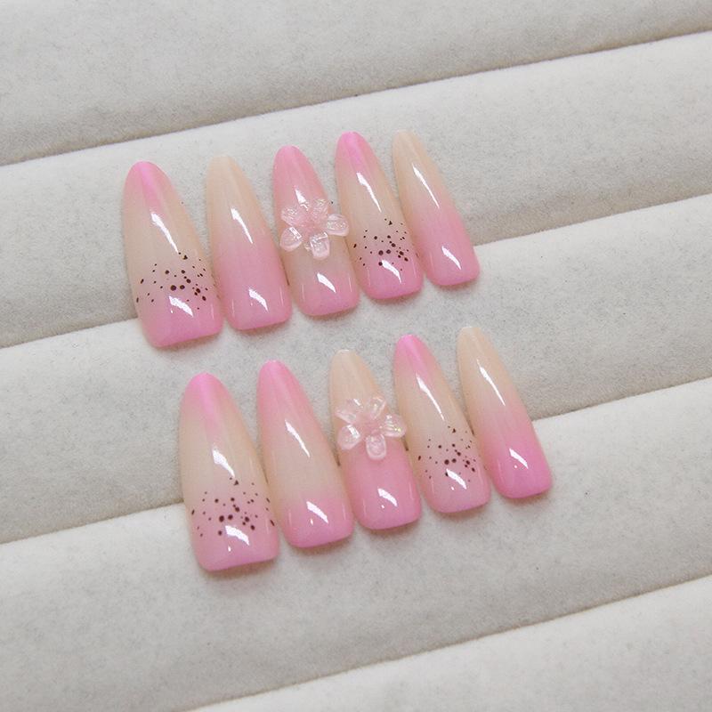 Süßes Nagelpflaster, abnehmbarer Nagel, künstlicher Nagel, dreidimensionaler Pfirsichblüten-Trägernagel, Rouge-Feen-Nagelpflaster, Bohrer