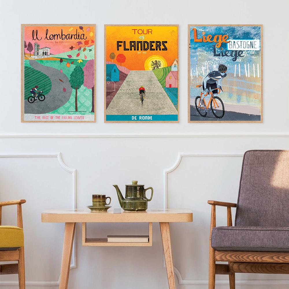 Bicycle Race Bicycle Sports Wall Art Oil Painting Nordic Poster and Printmaking Classic Monument Image