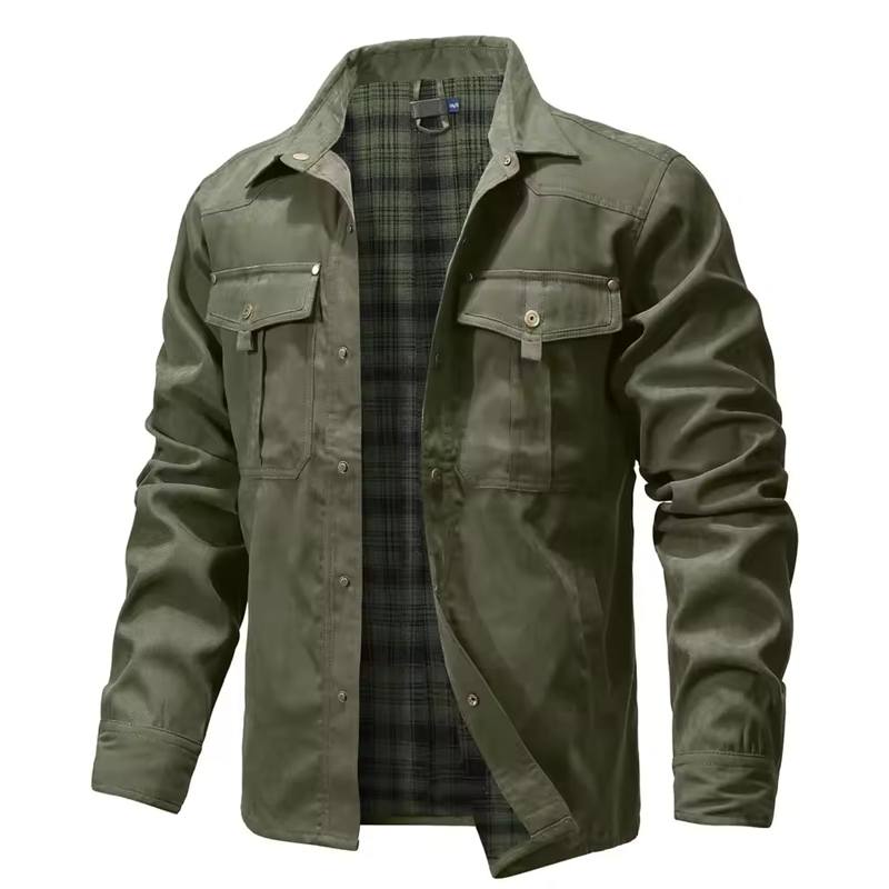 

Men s Jackets Spring Flannel Lined Shirt Coat Shacket Casual Snap Button Overshirt Western Cowboy Style High Quality Top L