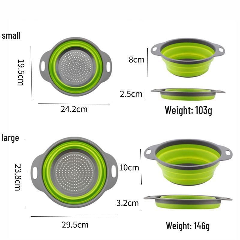 Round Collapsible Colander & Telescopic Fruit Basket with Handle - Vegetable Washing Gadget