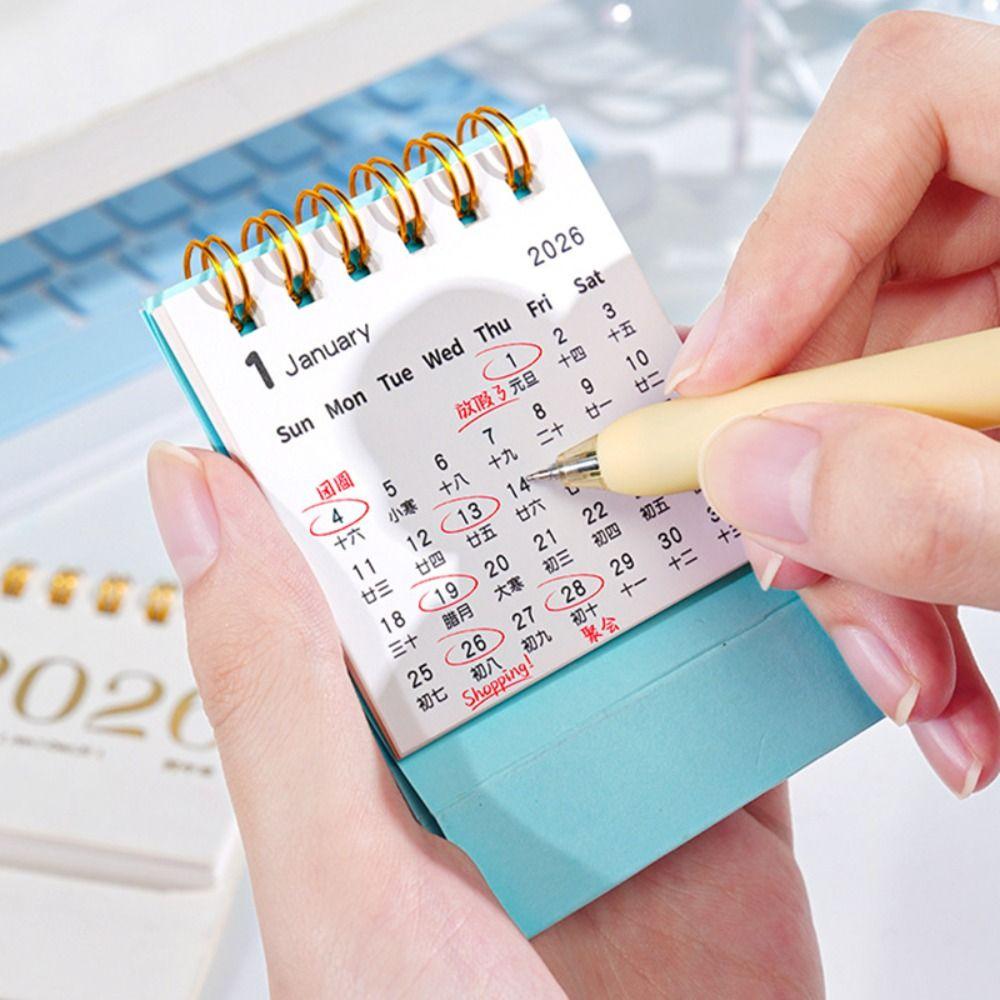 Minimalist Mini 2026 Calendar Double Coil Portable Planner Calendar Desk Calendar Desktop Ornament
