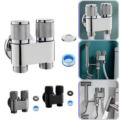 G1/2 Multi-Function Faucet Brass One In Two Out Dual Control Washing Machine Tap Three-Way Toilet Tank Triangle Valve Cleaning Sprayer Accessories