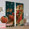 2 Stück, 2D-Flachdruck Druckvorhänge Weihnachtsmann Geschenk Polyestergewebe (ohne Stange) Ganzjährig Ideal für verschiedene Raumtypen