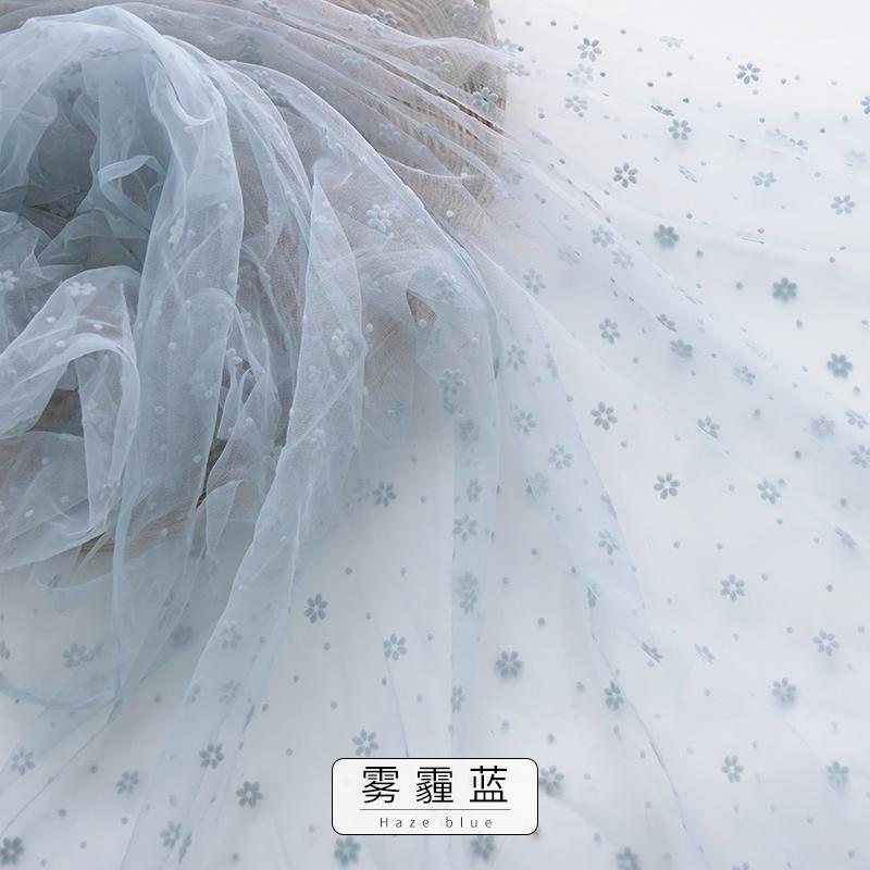 150x100cm/200cm Snowflake Flocked Mesh Fabric For Dresses,Women's Clothing Decoration, Window Screens Handmade DIY Fabric TJ5103