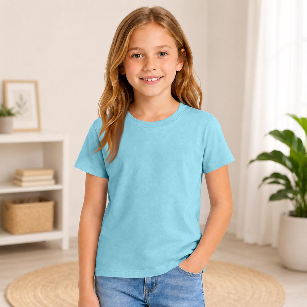 Kids Color Short Sleeve Round Neck T-Shirt for Everyday Casual Wear