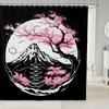 Kids Cute Corgi Shower Curtain Cherry Blossoms Bath Curtain Boys Girls Kawaii Dog Animal Pattern Sakura Flower Bathroom Shower