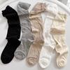 1 Pair Sweet Solid Color Thigh High Stockings Loose Breathable JK Socks Thin Bubble Toe Design Lolita Socks for Women