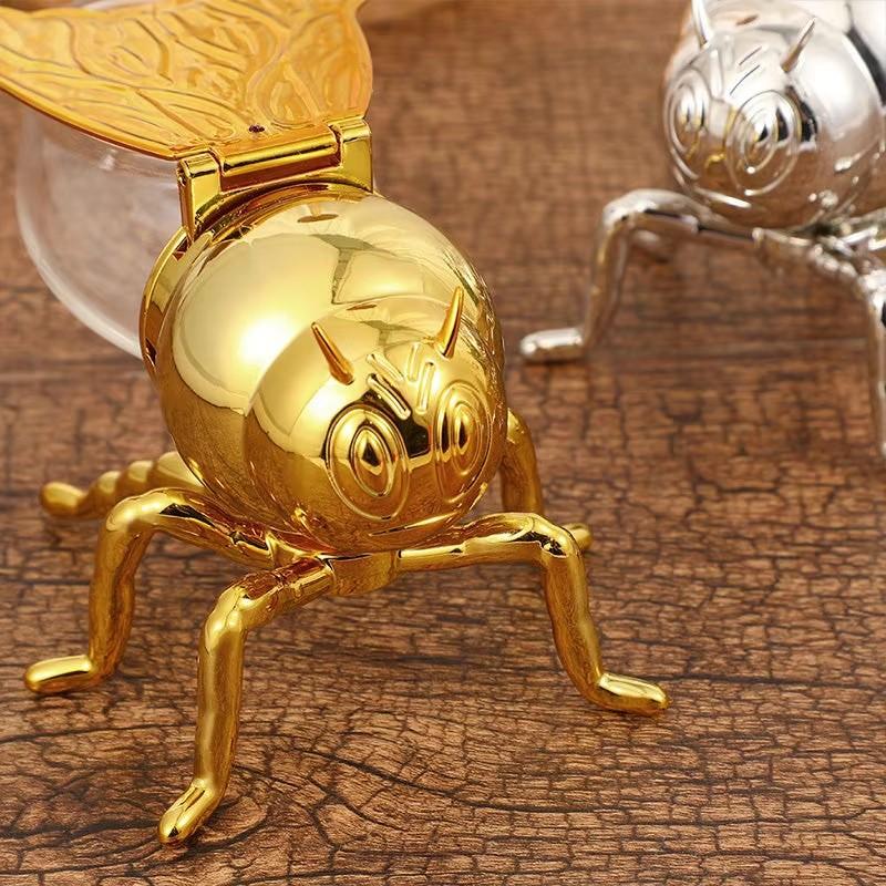 Bee Shape Honey Storage Dispense Container With Spoon Ornament Spice Seasoning Jar Home Kitchen Tool