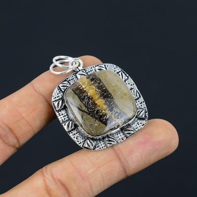 Gift For Her 925 Sterling Silver Natural Septarian Gemstone Jewelry Pendant