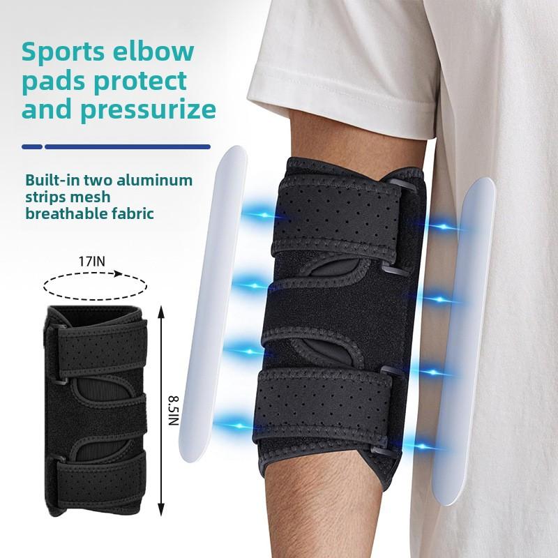 Stützende Stahlplatte Ellbogenschützer Sport Gelenkfixierung Armschützer Aluminiumstreifen Abnehmbarer Riemen Druckbeaufschlagter Handschutz Ellbogenschützer