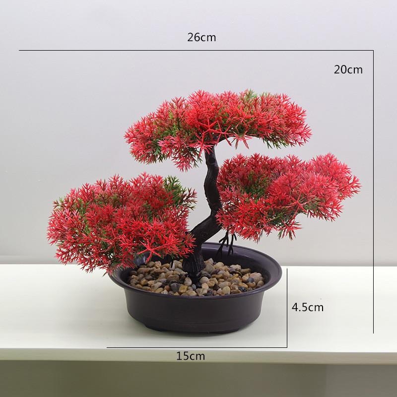 Plastics Changpai Scotch Pine Thuja Sutchuenensis Green Plant With Pot And Stone