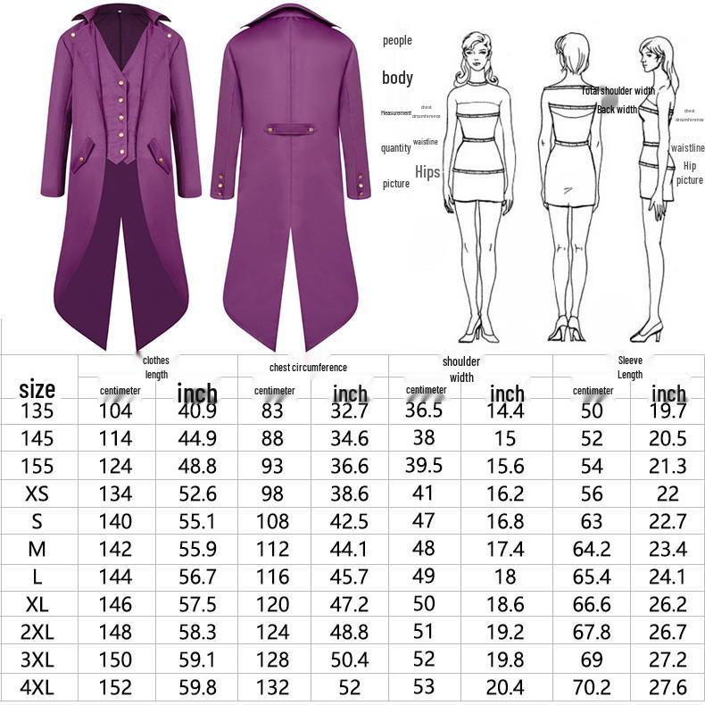 2025Wish Men's Medieval Gothic Swallowtail Coat - European & American Retro Punk Style