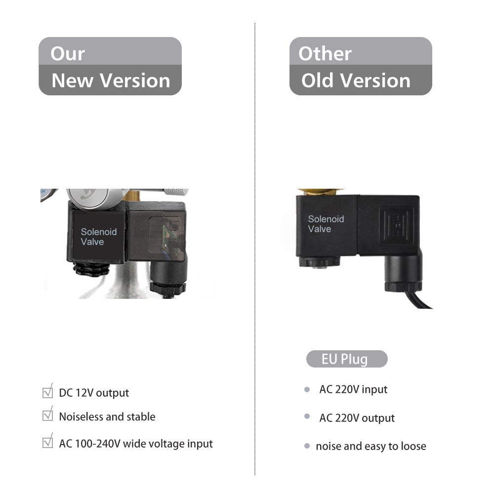 12V Output Voltage Aquarium CO2 Regulator CO2 Pressure Regulator with Solenoid Large Double