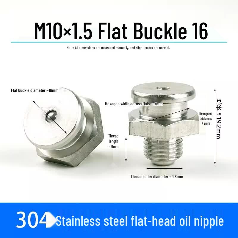 304 Stainless Steel Flat Button Marine Grease Nipple