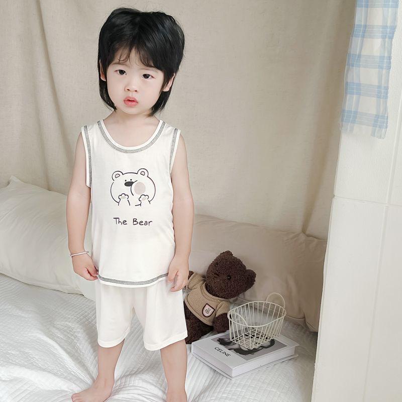 Girls Summer Ice Silk Pajama Set - Tank Top & Camisole, Lightweight Modal, Wear Inside or Out