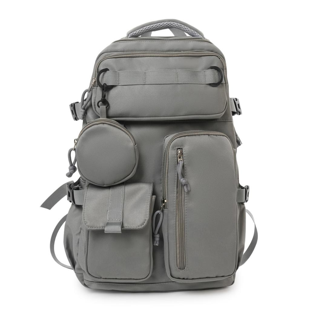 School bag women's backpack college students men and women with the same style multi-pocket large-capacity tooling casual backpack tide
