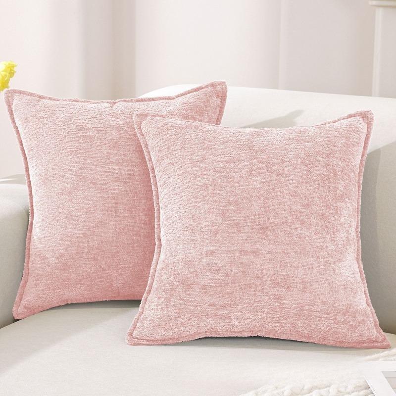 Large Size Thickened Chenille Throw Pillow Cover Removable Washable Solid Color Sofa Square Waist Cushion Case Home Decoration