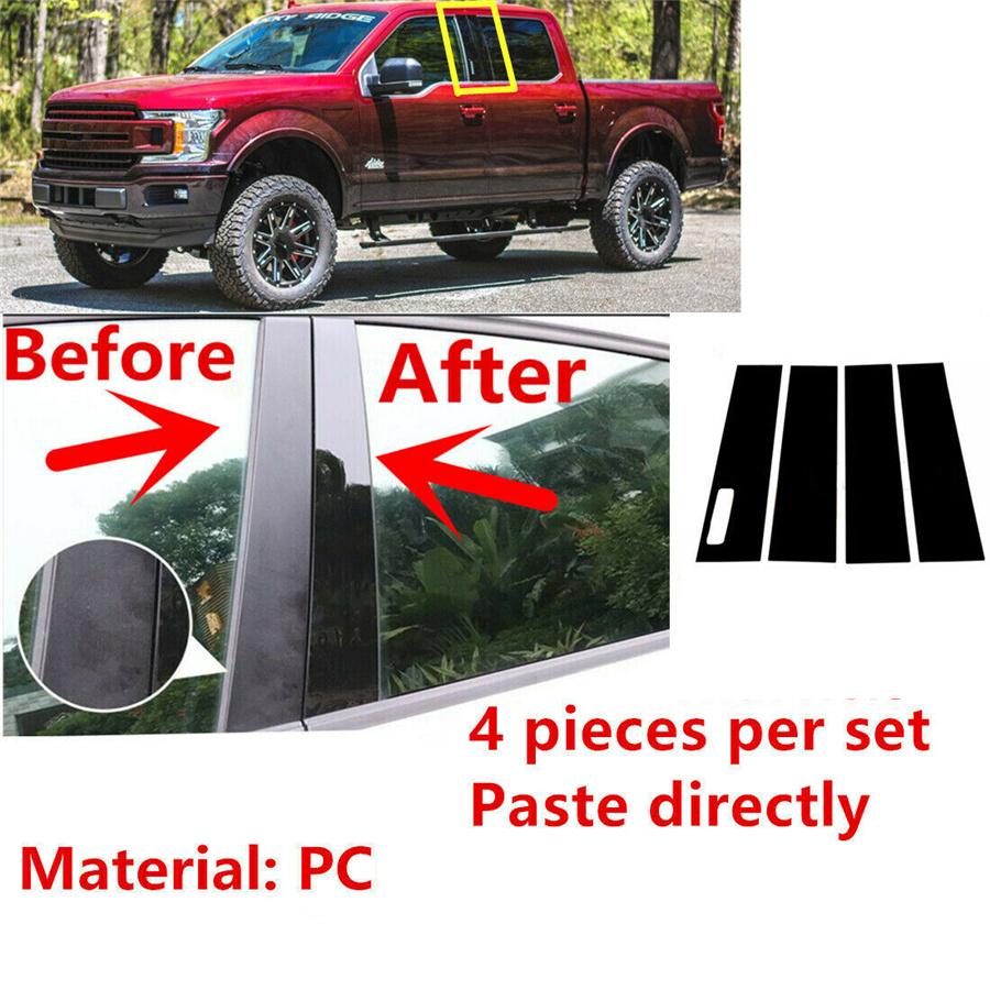 4pcs Gloss Black Pillar Posts For Ford F-150 F150 2015-2021 (Keyless) Door Trim