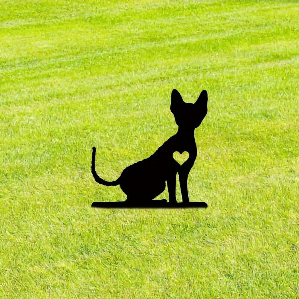 Deer Dog Garden Stake Iron Art Silhouette Metal Yard Sign, Creative Courtyard Decoration for Pet Memorial Outdoor Ornament
