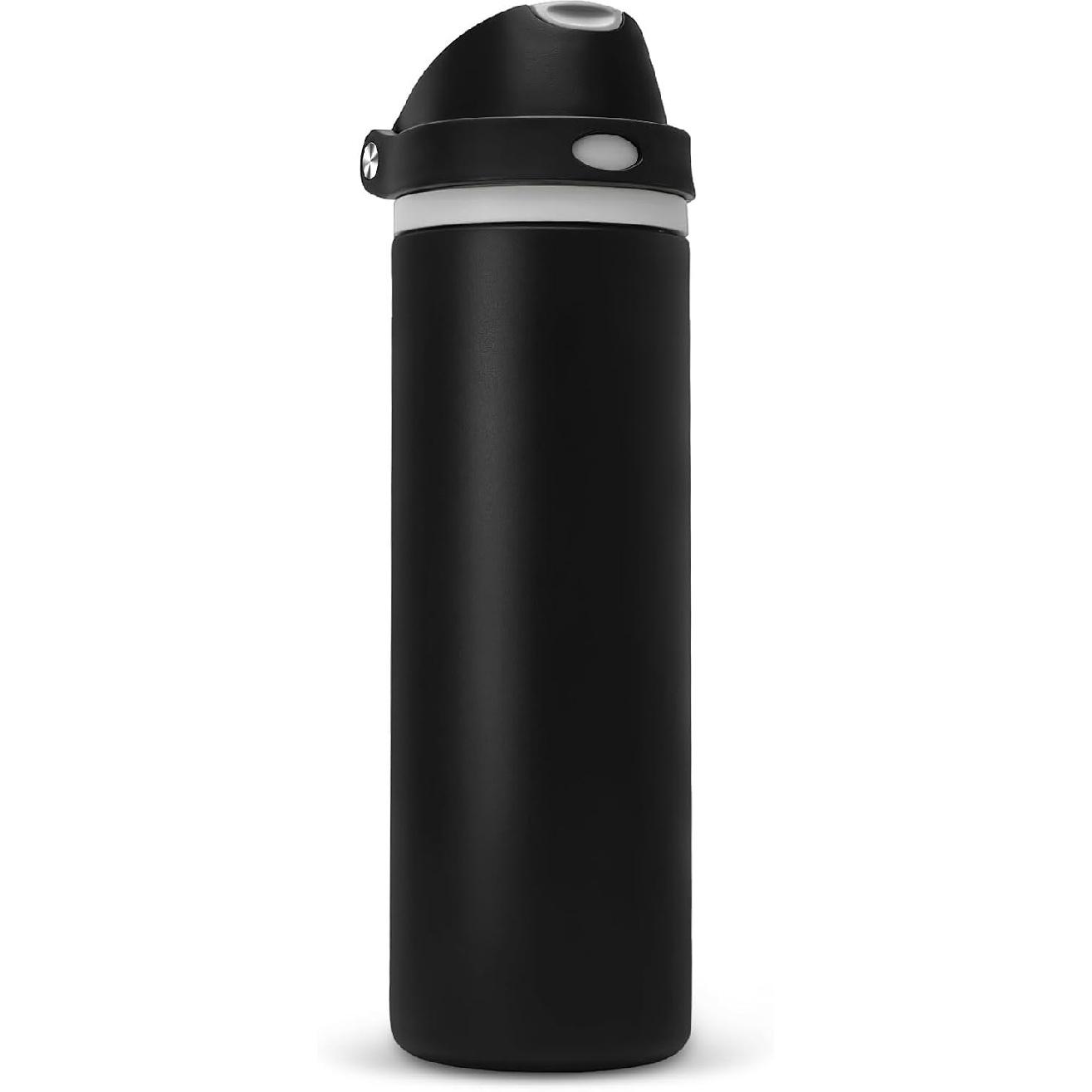 24 oz ulated Water Bottle with Straw,Stainless Steel Leak Proof Water Bottle,2-in-1 Lid with One-Touch Flip Lid & Straw,Keep Cold All Day for чёрный