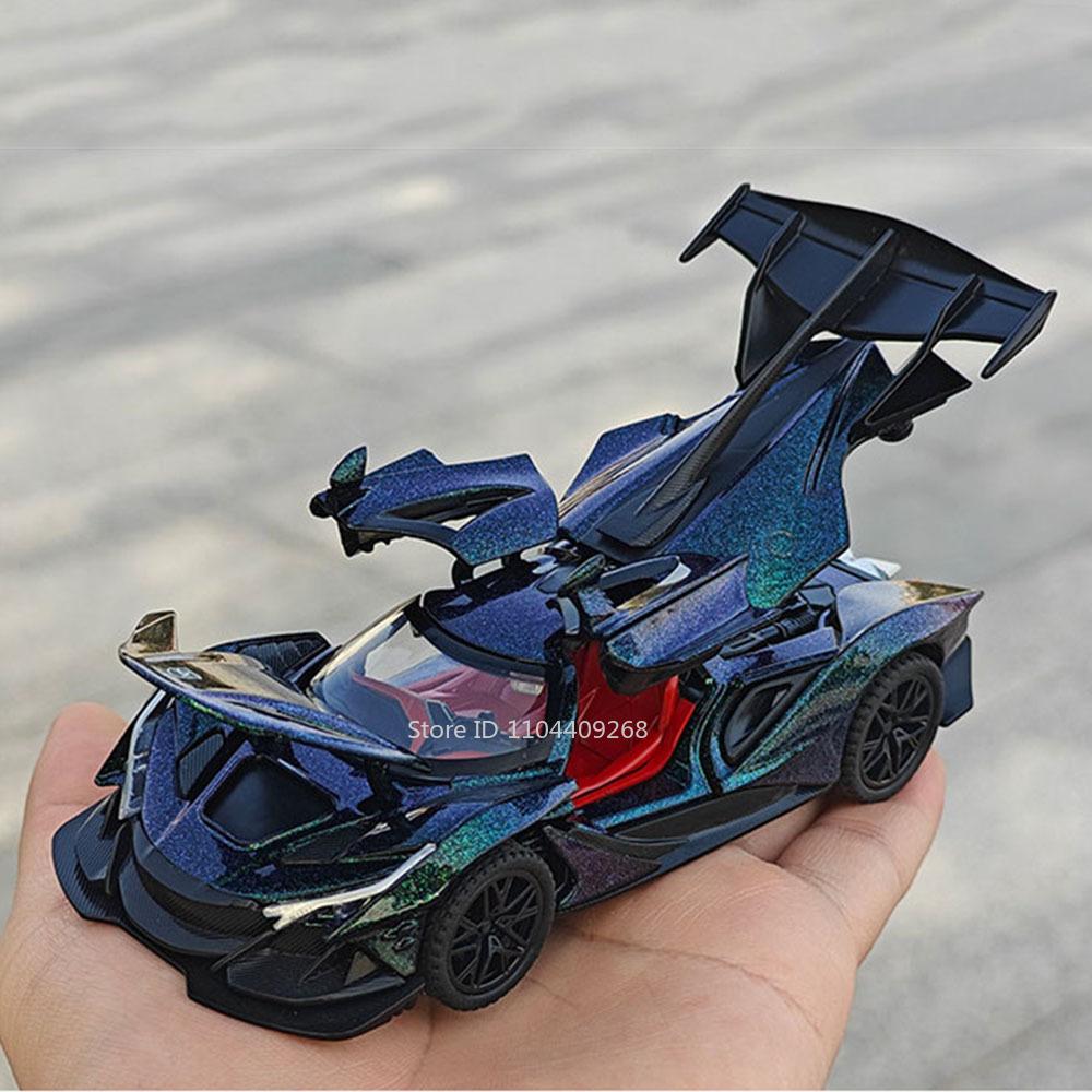 1:32 Scale Apollo IE EVO Toy Model Car Diecast Metal Doors Opened Supercar Sound Light Pull Back Vehicles Boys Collection Gift