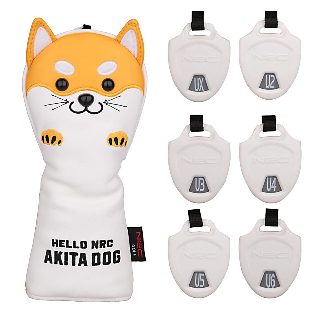 Golf Headcover Head Cover for Driver DR 440cc 460cc Coverfor Wood FWutility UT Moe Akita Inu Sold Individually As 1 pieceSet of 3 Yellow (for Driver