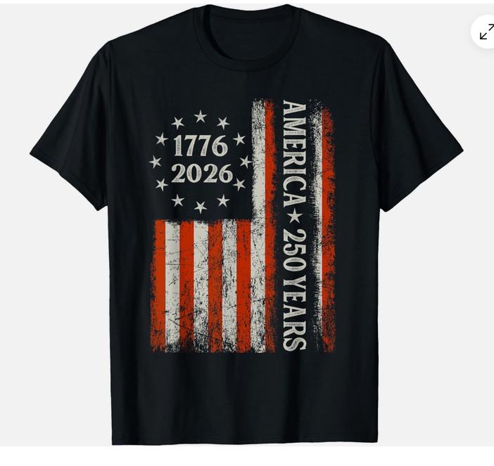 250 Years America Flag 250th Birthday 1776-2026 T-Shirt M