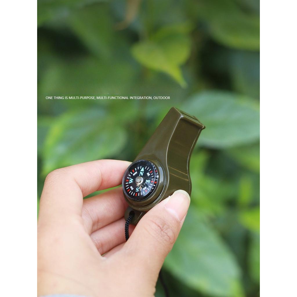 3 In 1 Emergency Safety Whistle Loud Survival Whistle Multi Functions with Mini Compass for Outdoor Hiking Camping Boating