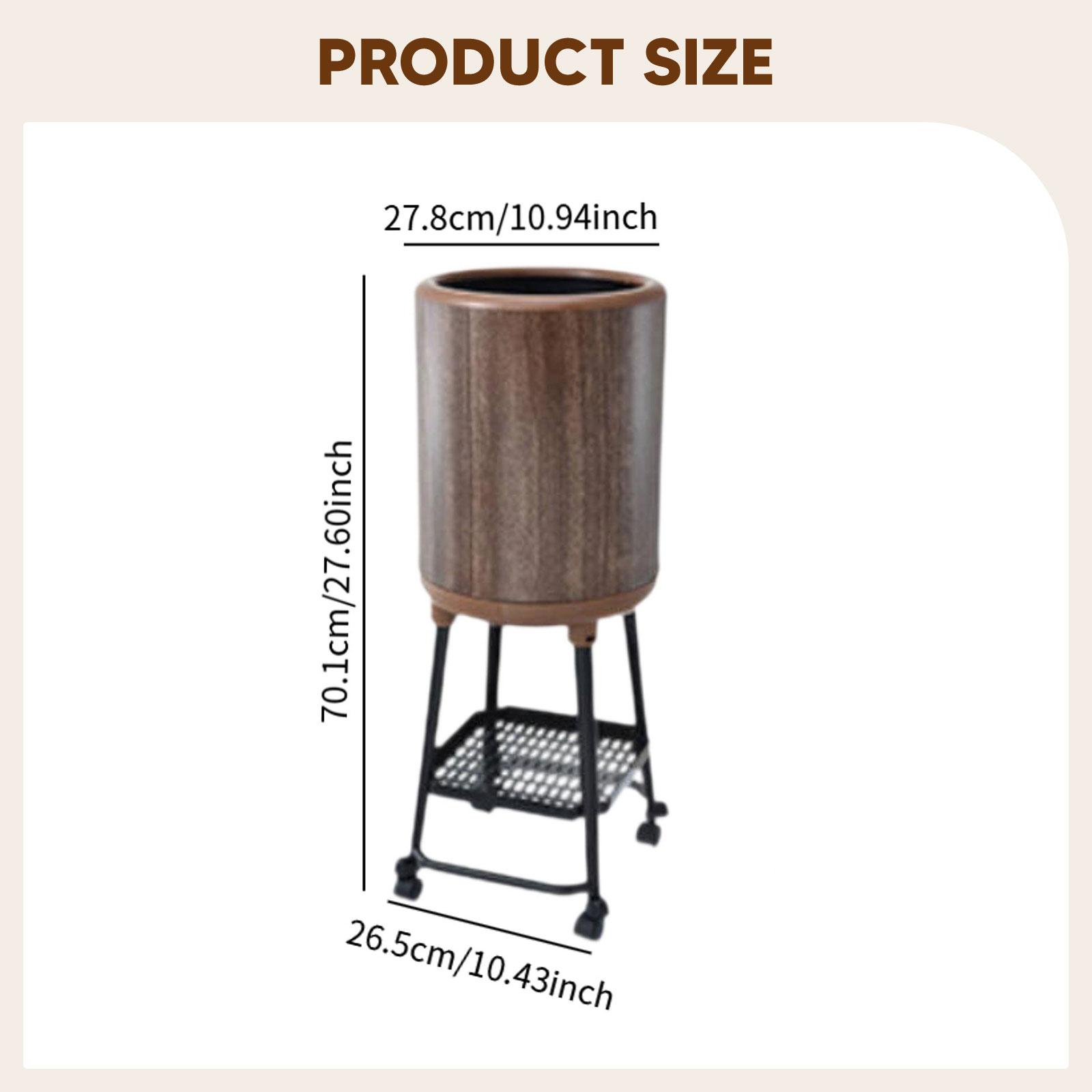 

Trash Can with Wheels Garbage Bin 18L High-Capacity Minimalist Waste Basket Home Stylish No-Bending Kitchen Garbage Bin