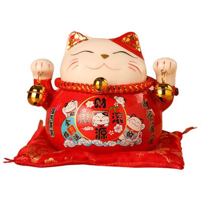 Lucky Cat Coin Bank 4.5in Exquisite Cute Bring Luck Good  Ceramic Fortune Cat Saving Pot Desk